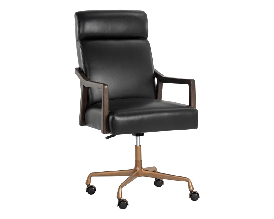 Sunpan Collin Office Chair - Brown - Cortina Black Leather