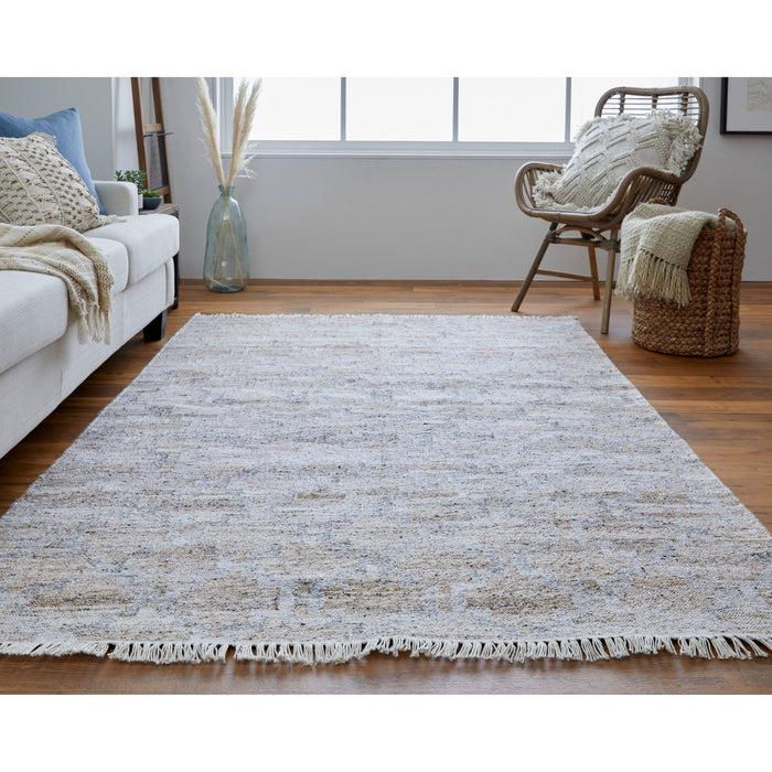 Feizy Beckett 0787F Transitional Trellis & Lattice in Tan/Gray/Ivory