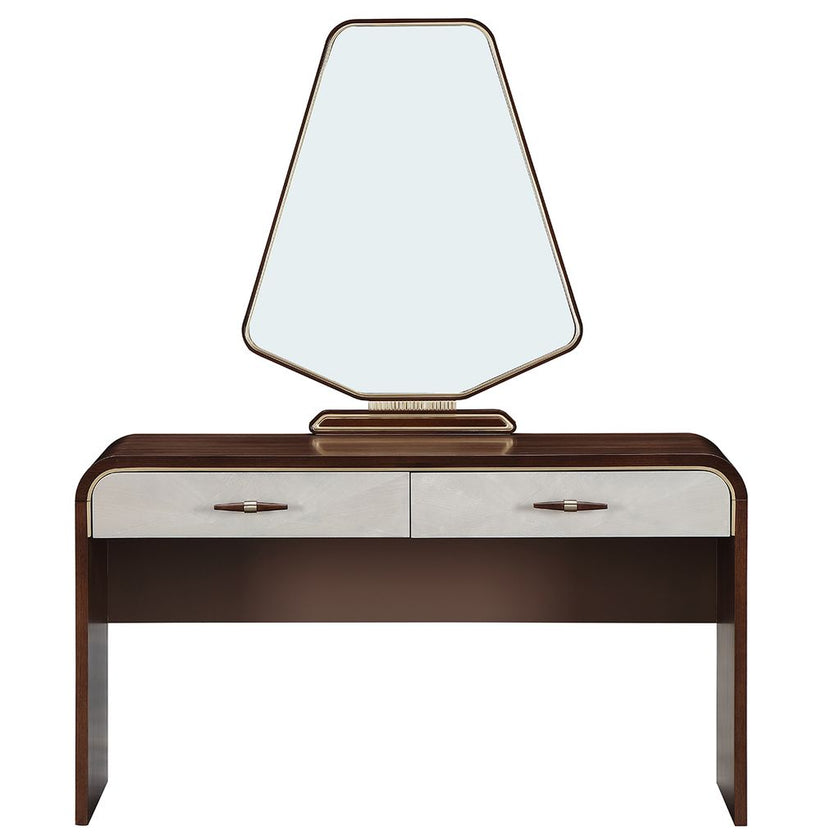 Michael Amini Houston Vanity Table with Mirror - Walnut