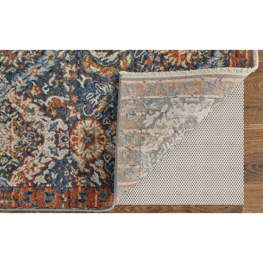 Feizy Kaia 39HRF Transitional Floral & Botanical in Blue/Orange/Ivory