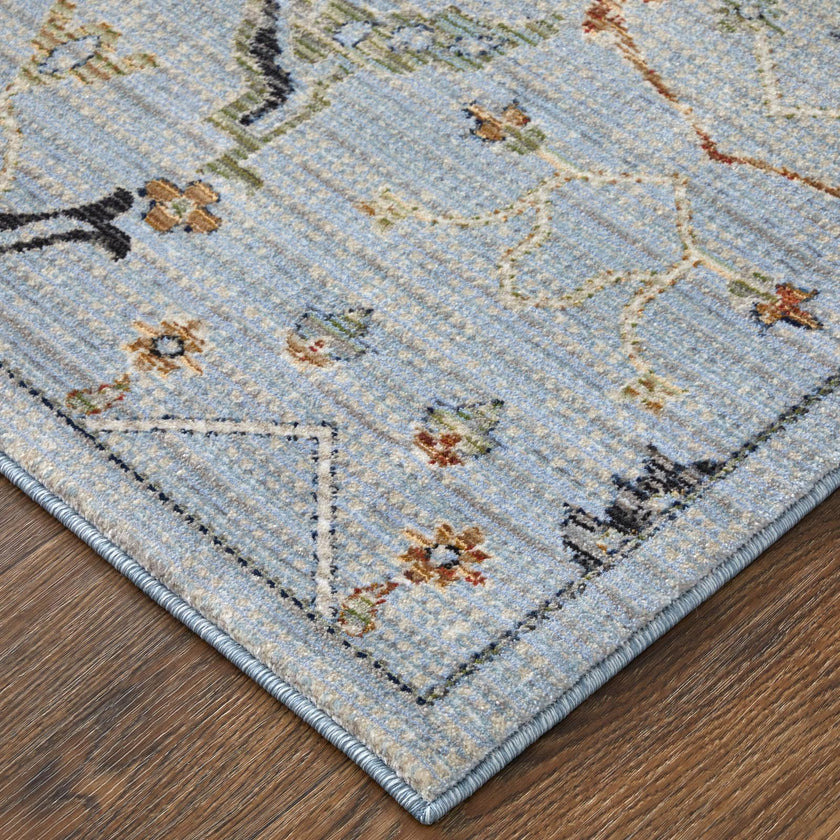 Feizy Melrose 39P4F Traditional Floral & Botanical Rug in Blue/Green/Ivory