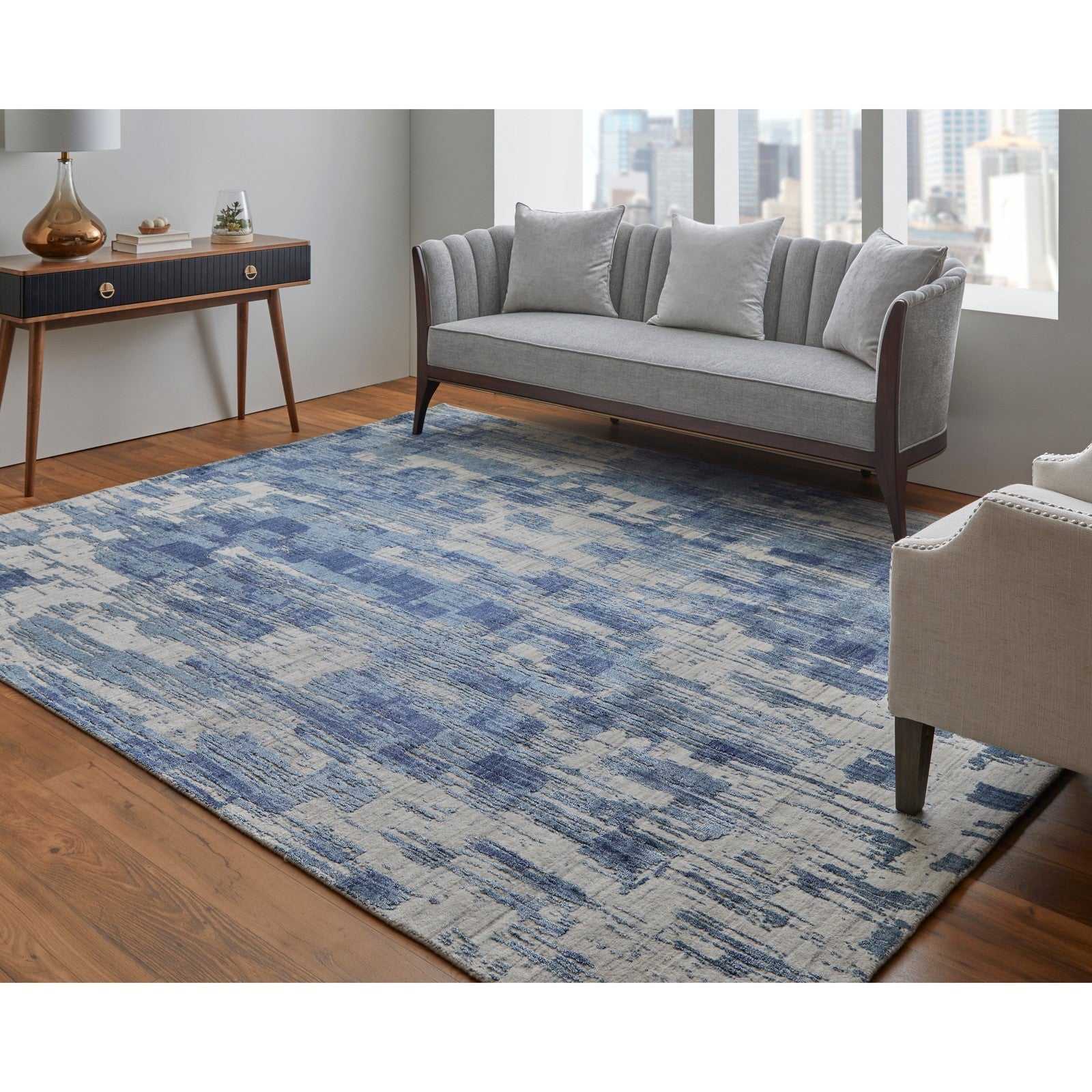 Feizy Eastfield 69AGF Modern Abstract in Blue/Ivory