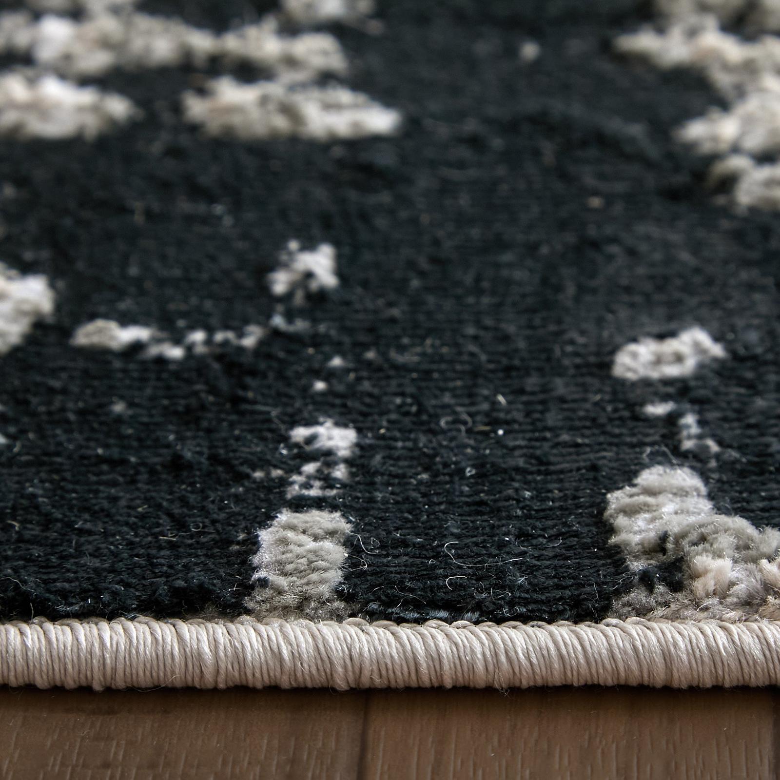 Feizy Micah 3339F Modern Abstract Rug in Black/White/Gray