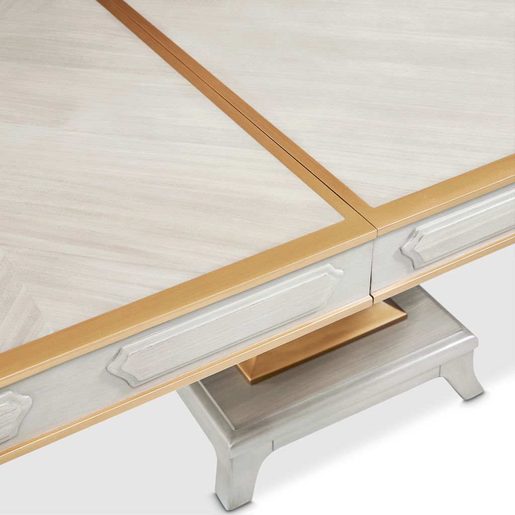 Michael Amini St. Charles Double Pedestal Dining Table -  Dove Gray