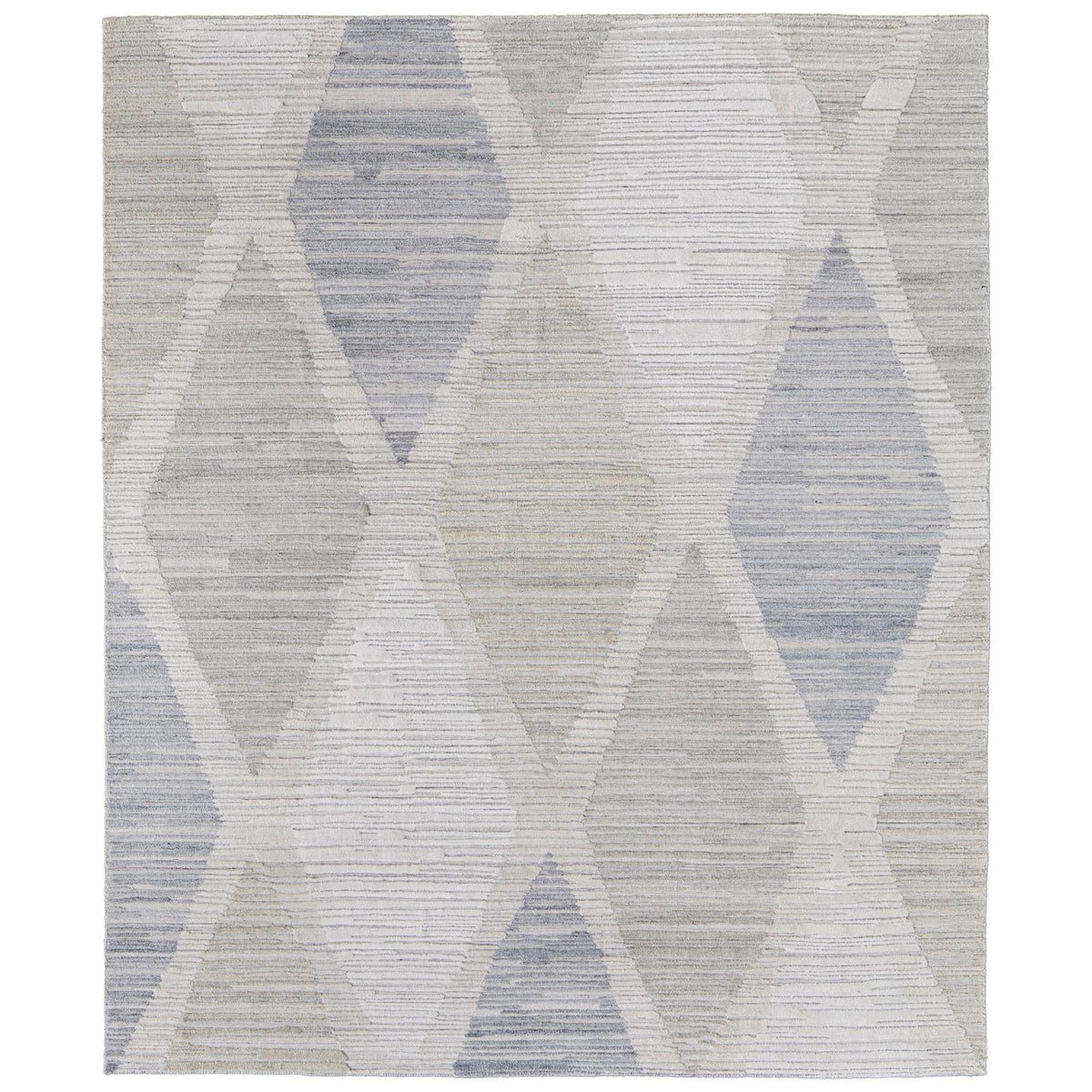 Feizy Elias 69FWF Modern Diamond Rug in Ivory/Blue/Brown