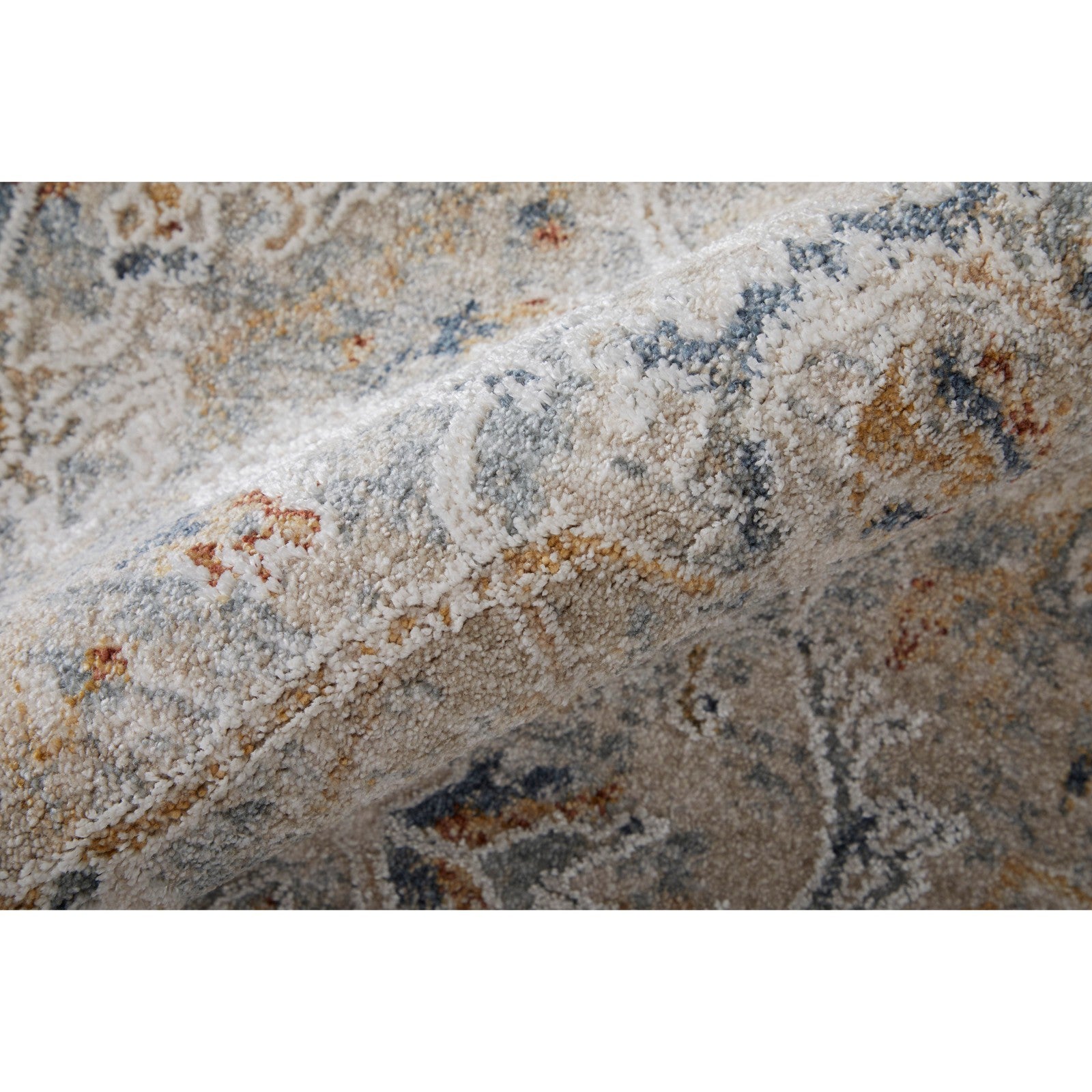 Feizy Pasha 39M6F Transitional Distressed in Ivory/Blue/Tan