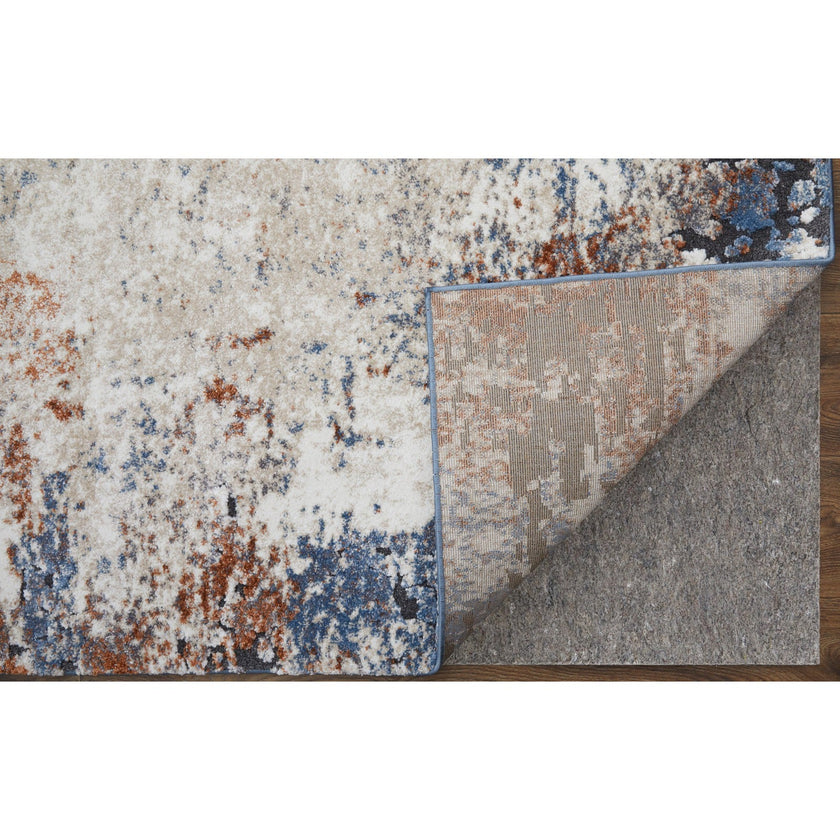 Feizy Gilmore 39MNF Modern Distressed in Ivory/Blue/Taupe