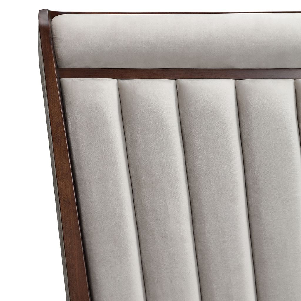 Michael Amini Houston Eastern King Channel Tufted Panel Bed - Porcini/Walnut