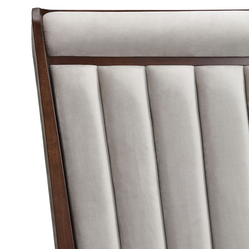 Michael Amini Houston Eastern King Channel Tufted Panel Bed - Porcini/Walnut