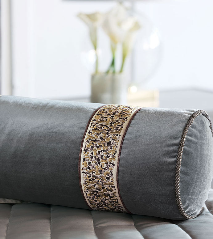 Eastern Accents Indochine Embroidered Trim Bolster