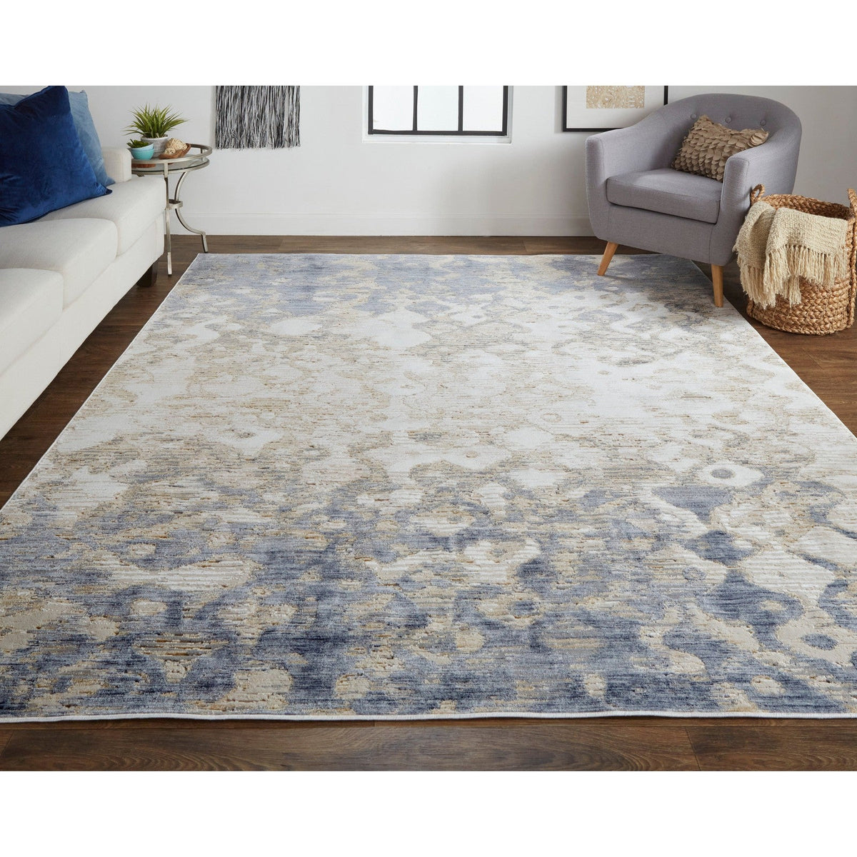 Feizy Laina 39G7F Transitional Gradient & Ombre in Tan/Ivory/Blue