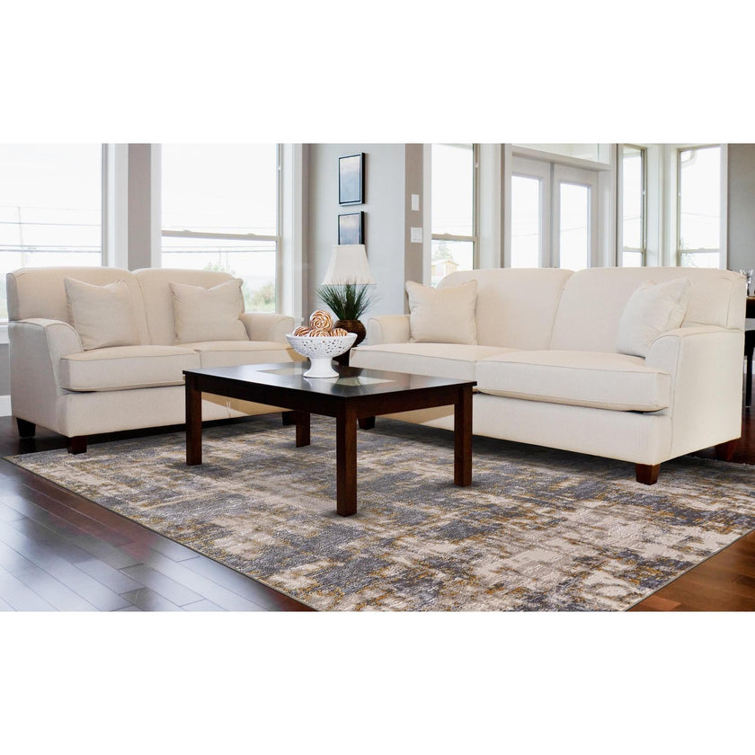 Feizy Waldor 3969F Modern Abstract Rug in Gray/Gold