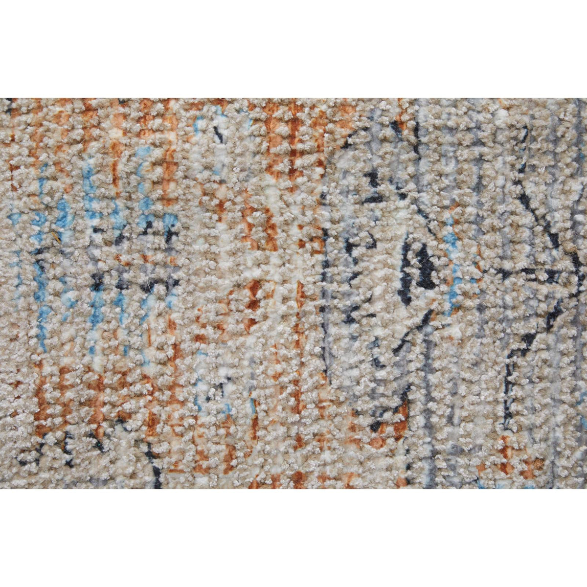 Feizy Caldwell 8980F Transitional Medallion Rug in Ivory/Blue/Orange