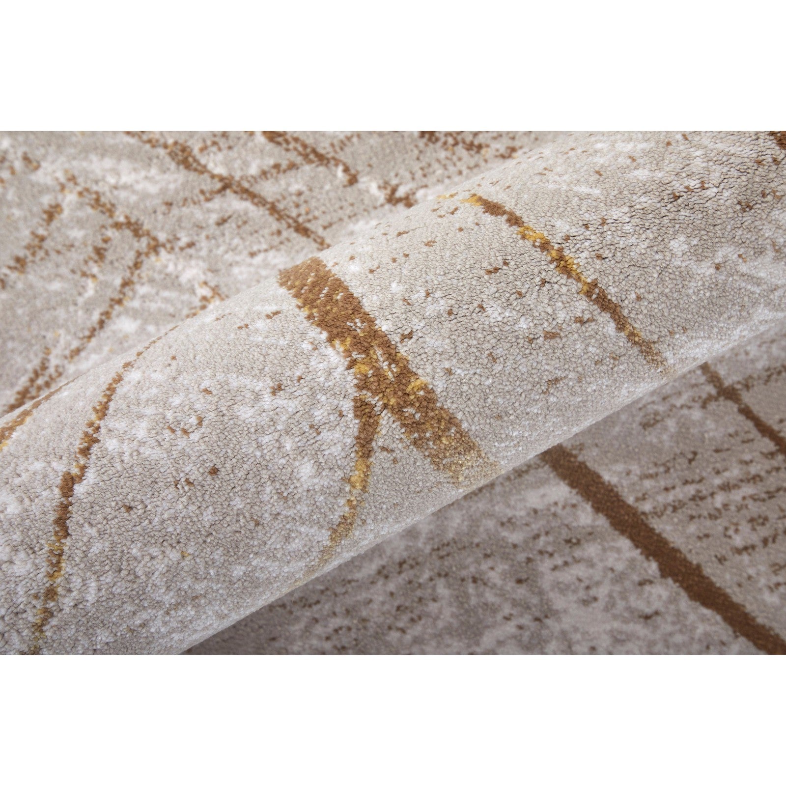 Feizy Waldor 39NBF Modern Abstract in Taupe/Brown/Silver