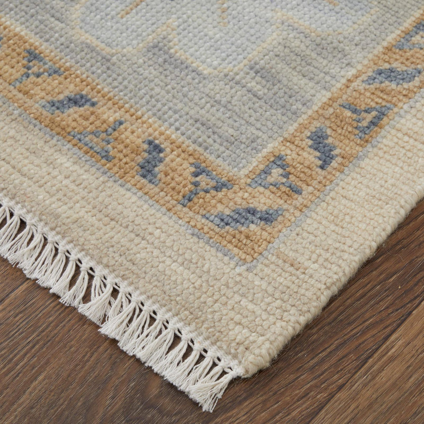 Feizy Karina 69G6F Transitional Floral & Botanical Rug in Ivory/Blue/Tan