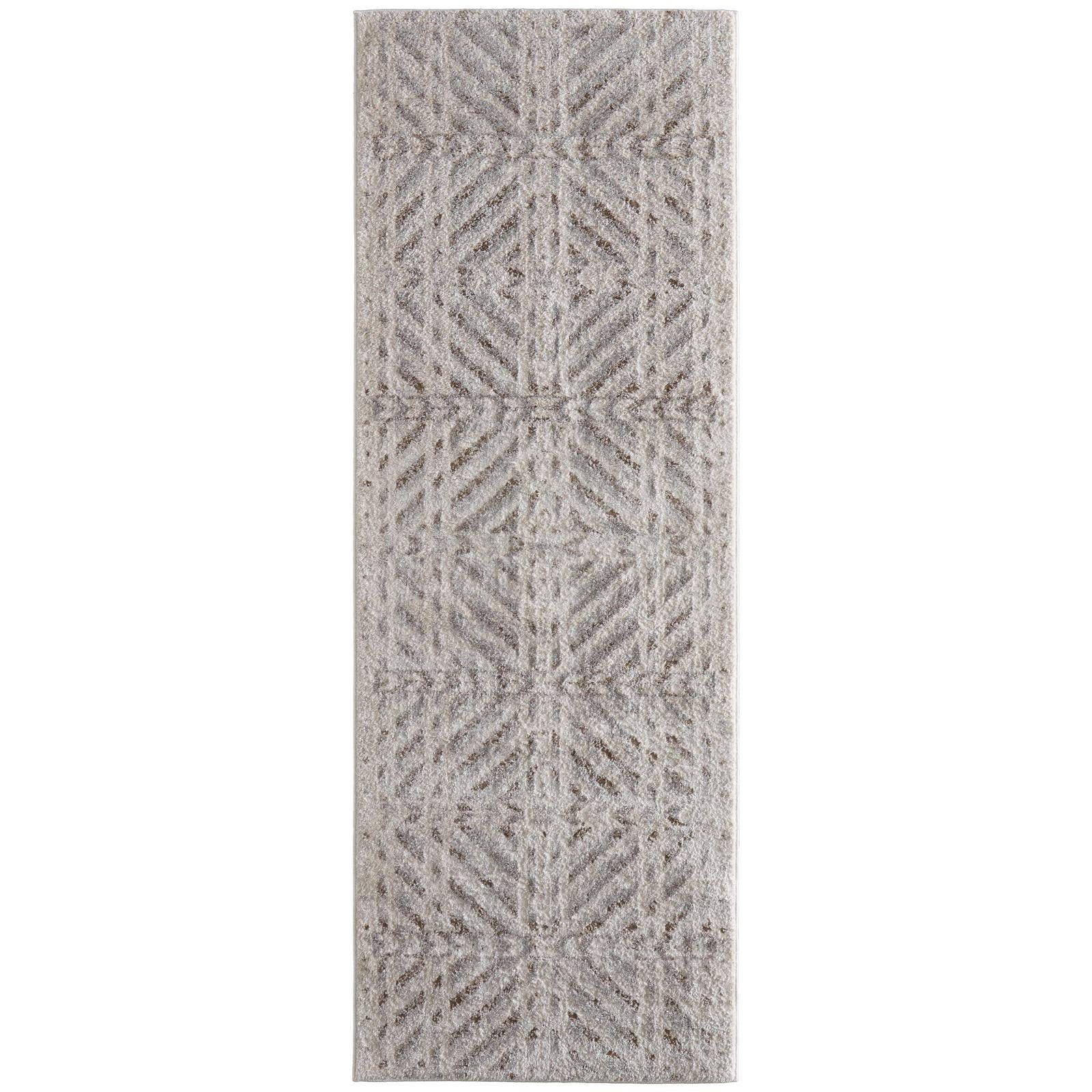 Feizy Vancouver 39NQF Modern Geometric Rug in Ivory/Tan/Brown