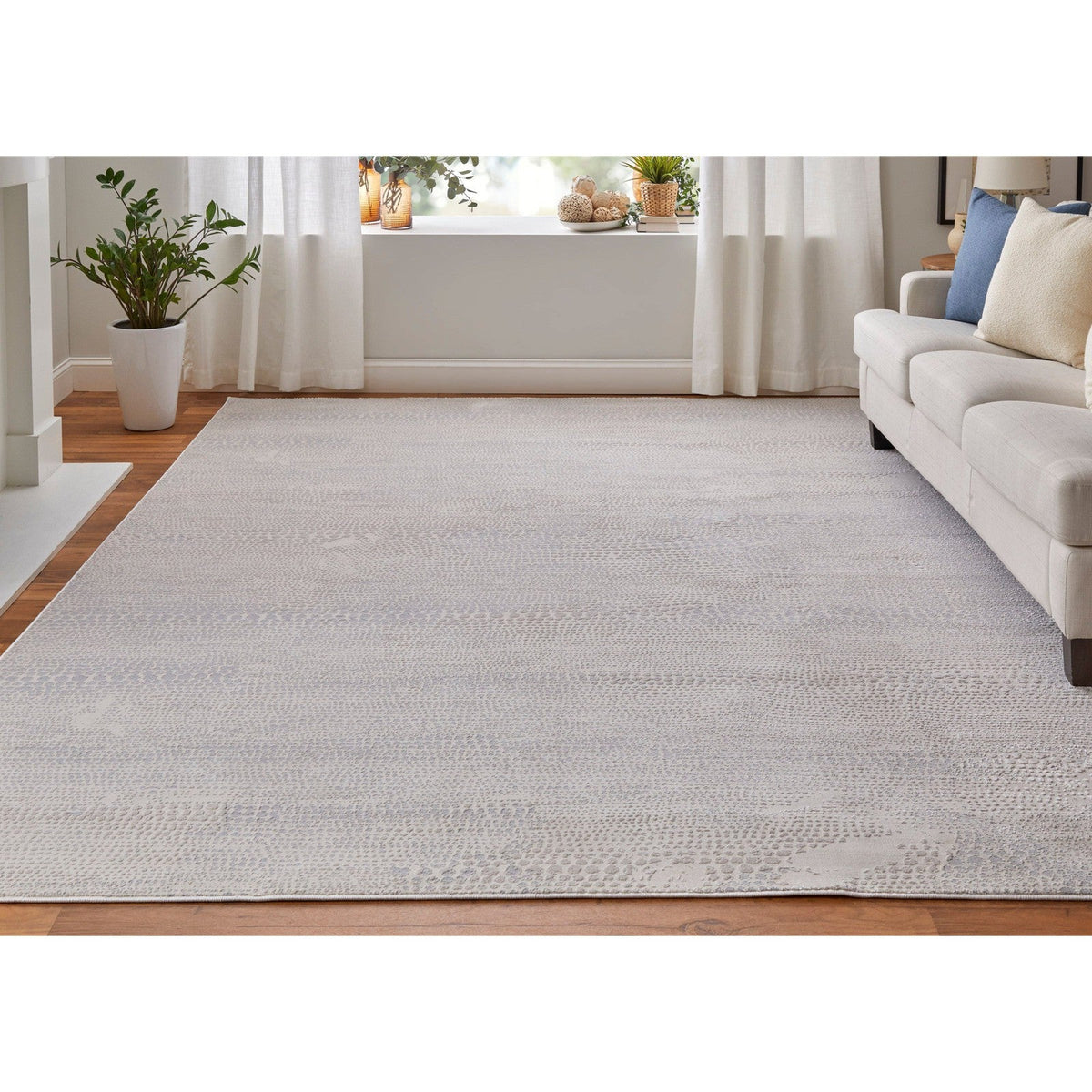 Feizy Prasad 39N8F Modern Distressed in Ivory/Silver/Gray