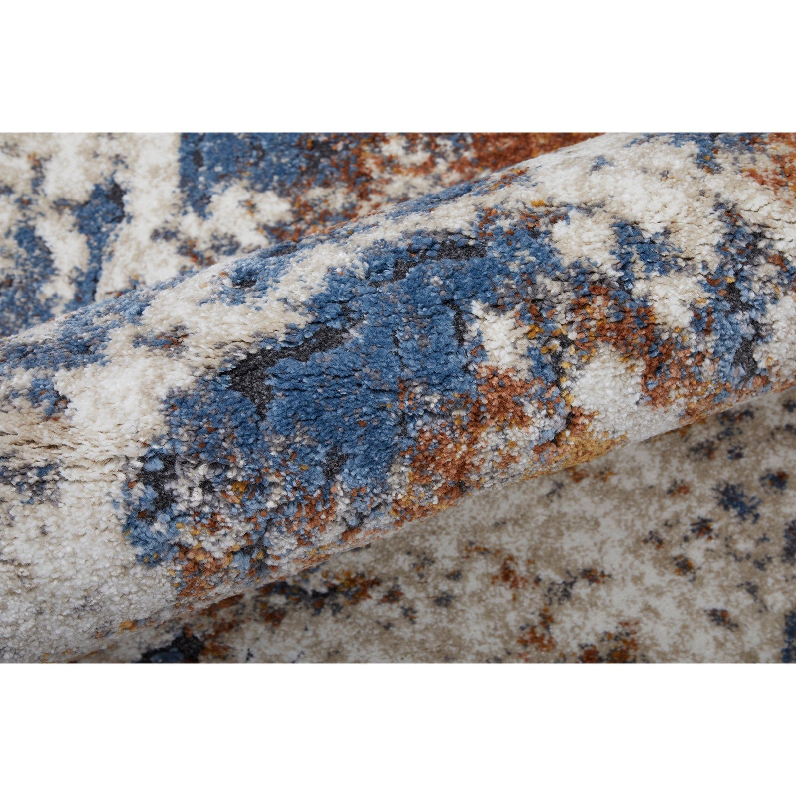 Feizy Gilmore 39MMF Modern Abstract in Ivory/Blue/Orange