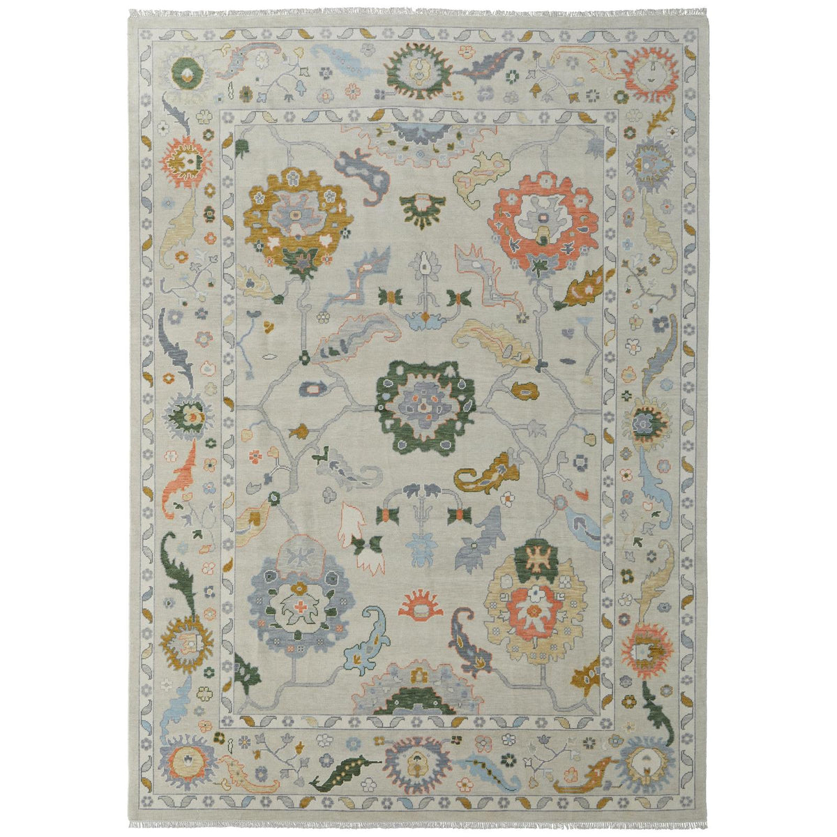 Feizy Karina 69GBF Transitional Floral & Botanical Rug in Ivory/Gold/Green