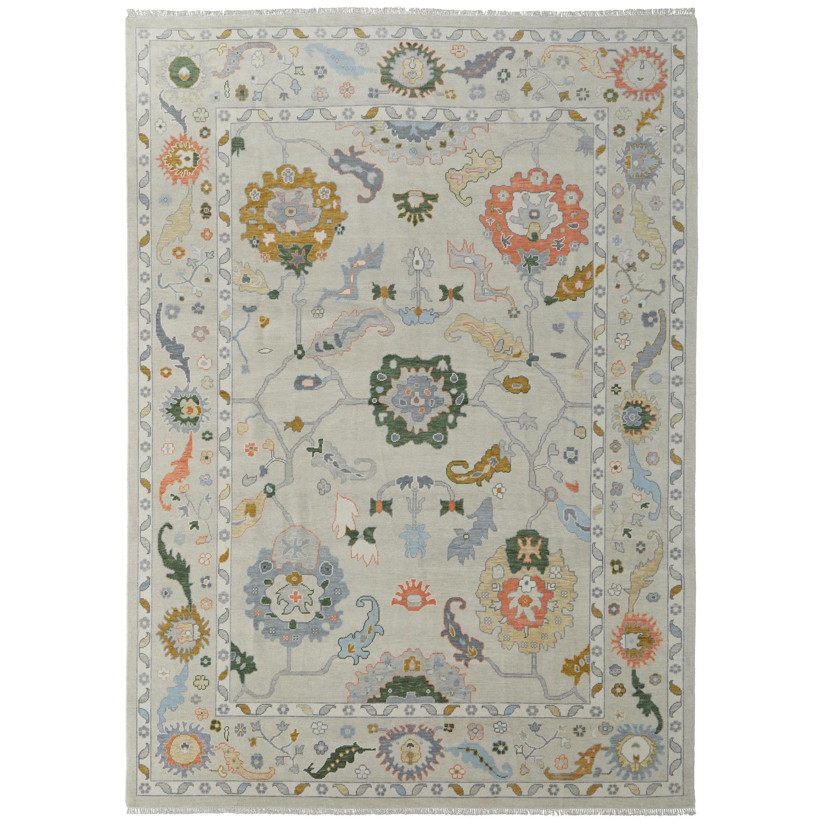 Feizy Karina 69GBF Transitional Floral & Botanical Rug in Ivory/Gold/Green