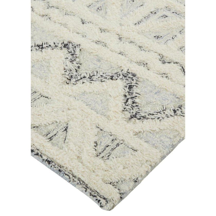 Feizy Anica 8007F Transitional Geometric Rug in Ivory/Black