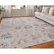 Feizy Pasha 39M9F Transitional Floral & Botanical in Taupe/Ivory/Blue