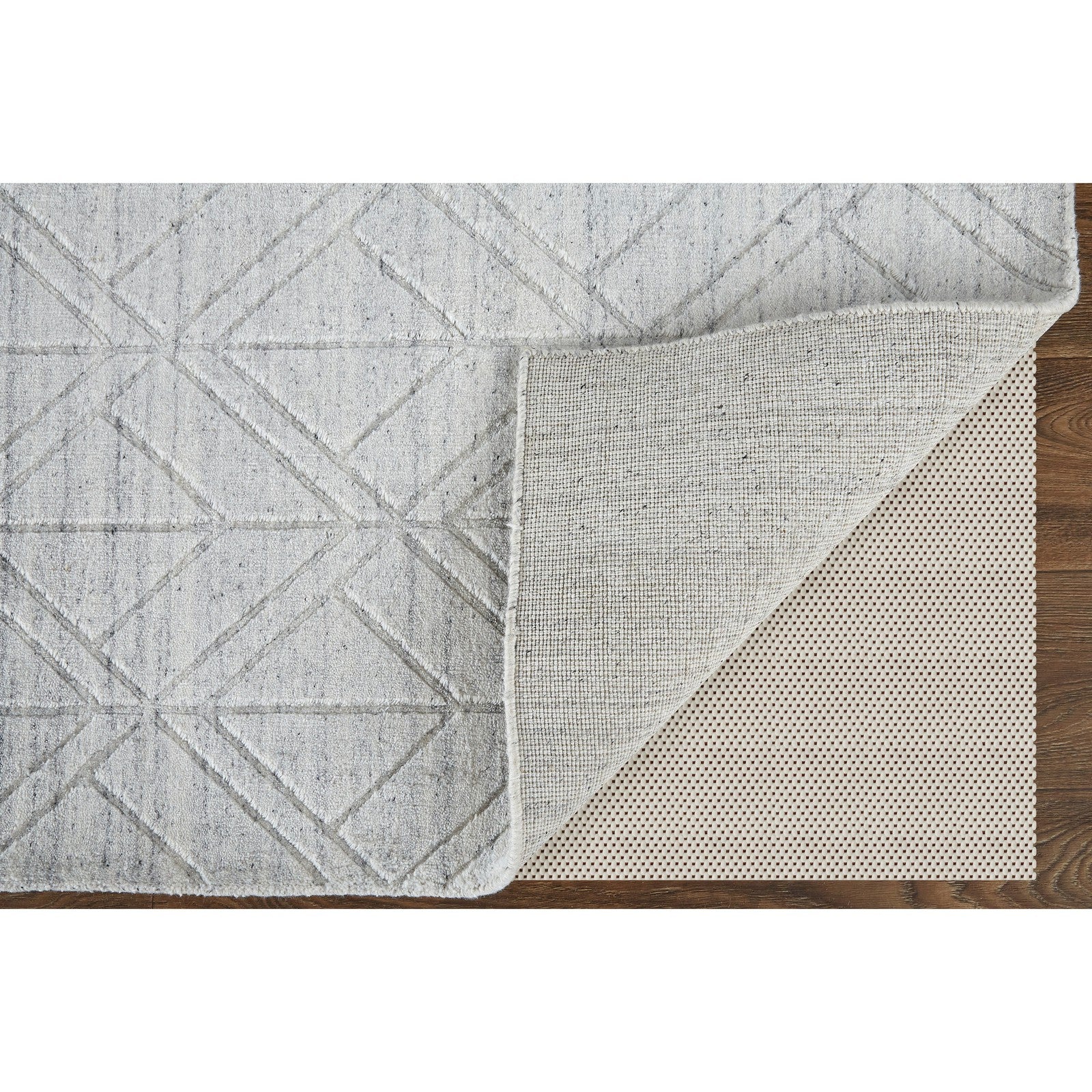 Feizy Redford 8847F Transitional Solid in White/Silver