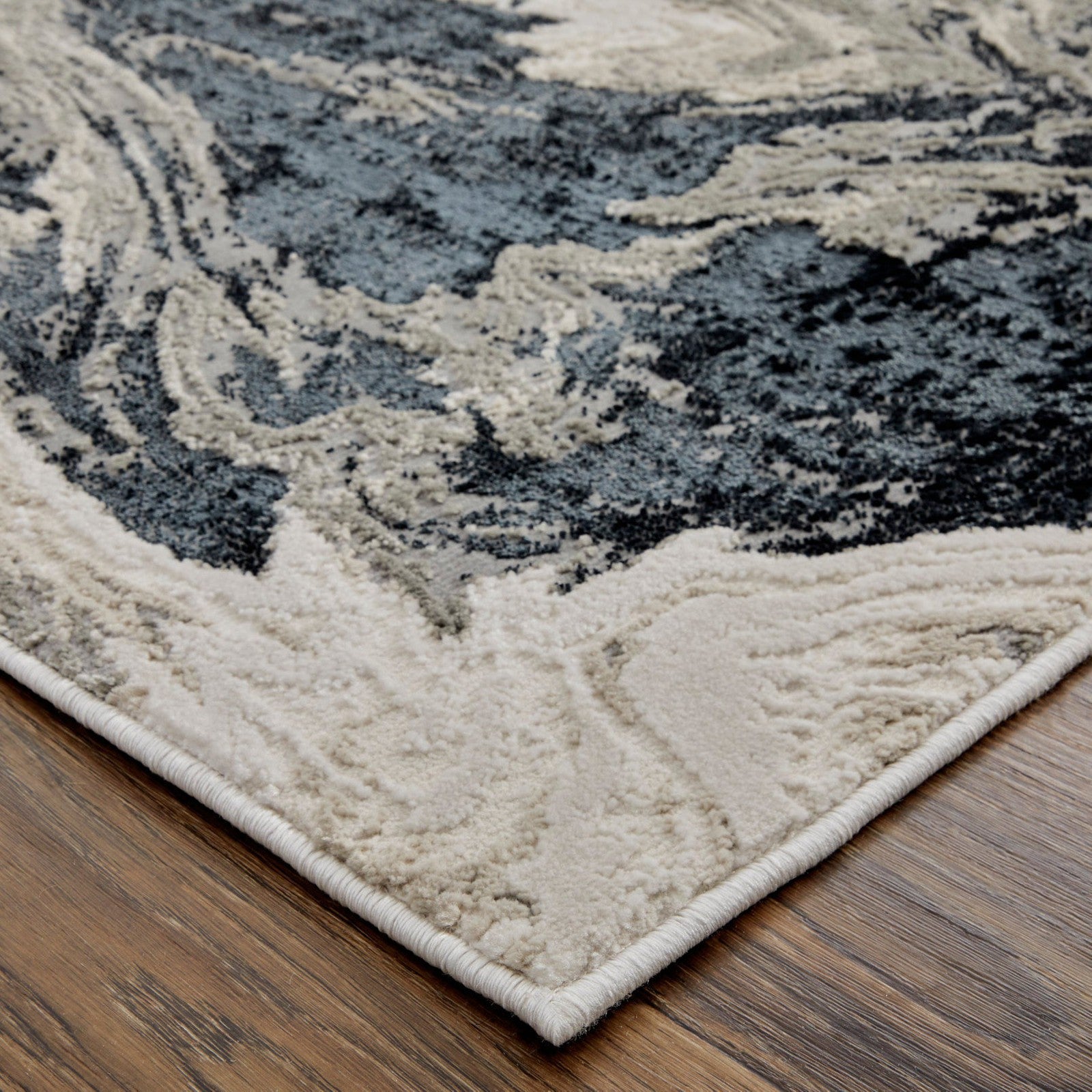 Feizy Micah 39LPF Modern Abstract Rug in Ivory/Black/Taupe