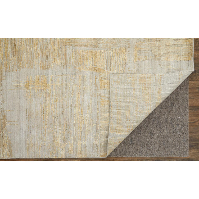 Feizy Eastfield 69FTF Modern Abstract Rug in Yellow/Ivory/Gold