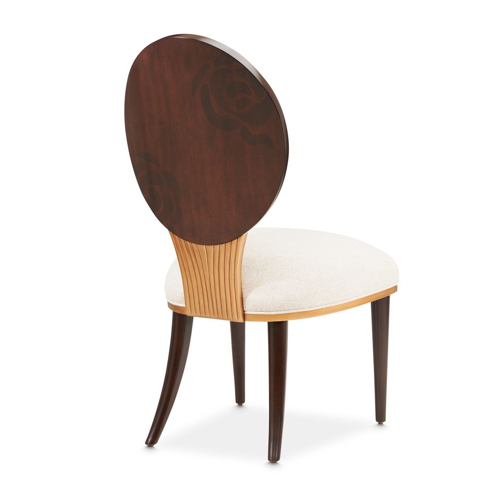 Michael Amini Camellia Field Dining Side Chair - Linen/Warm Pecan - Set of 2