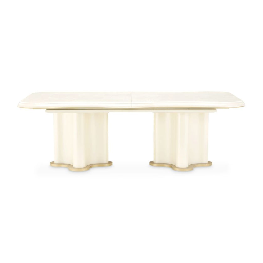 Michael Amini La Terrazza Double Pedestal Dining Table - Creamy Pearl