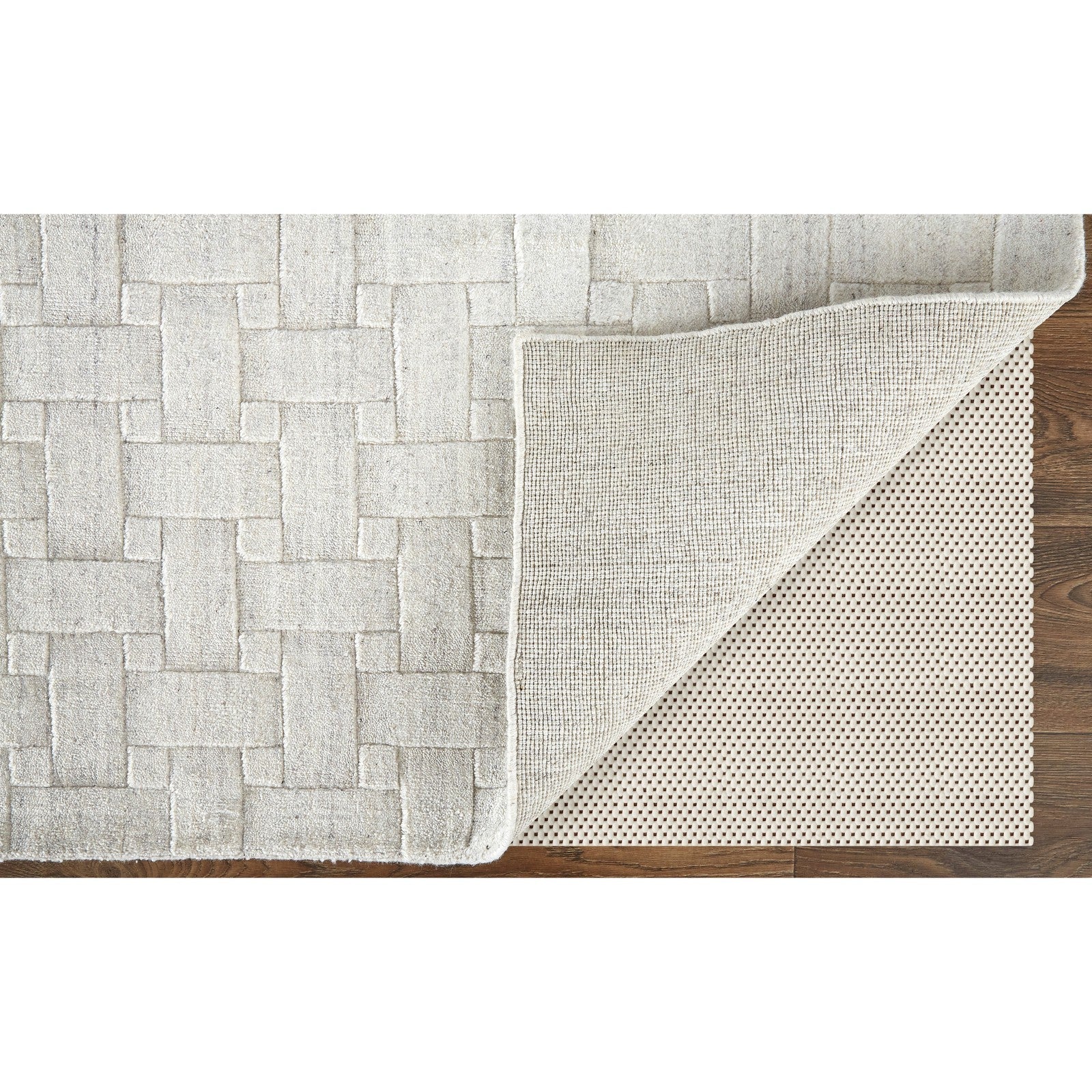 Feizy Redford 8669F Transitional Solid in White/Silver