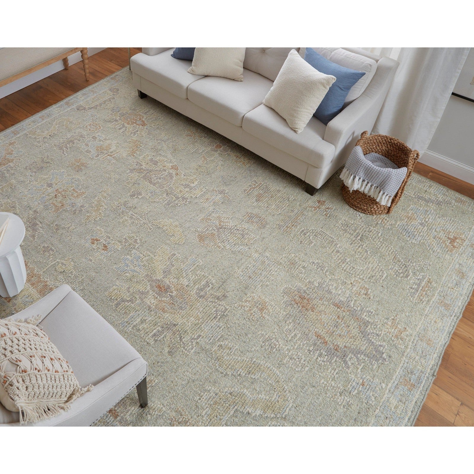 Feizy Grafton 69FNF Transitional Floral & Botanical in Gray/Green/Blue