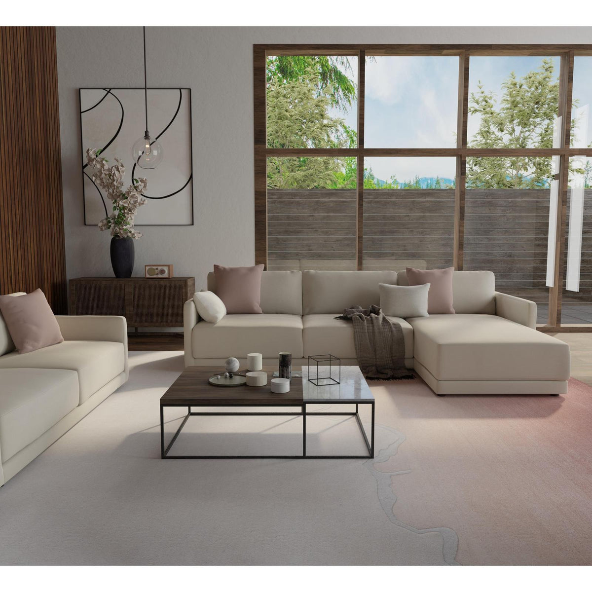 Feizy Katya 8989F Modern Gradient & Ombre Rug in Pink/Ivory