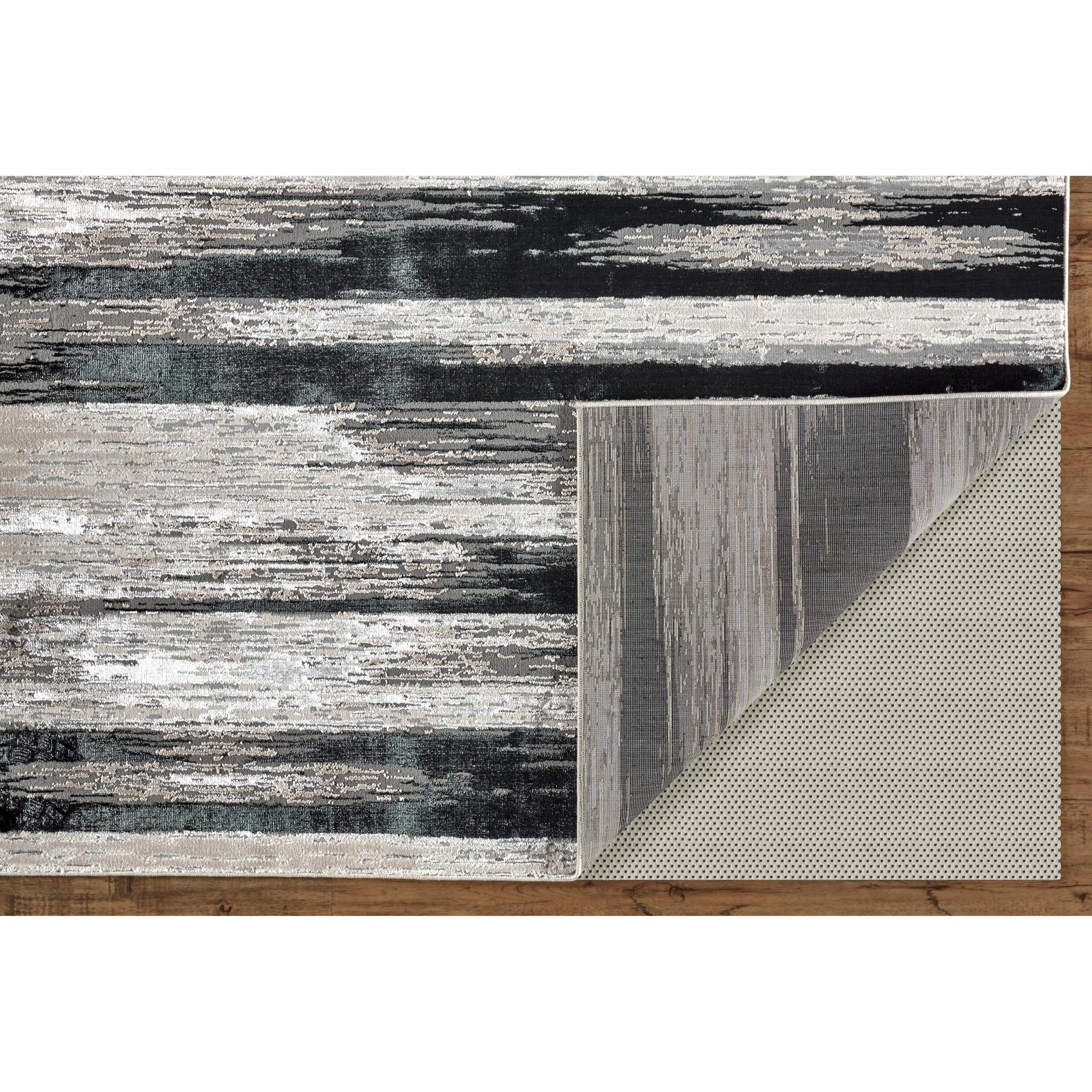 Feizy Micah 3338F Modern Abstract Rug in Black/Silver/Gray