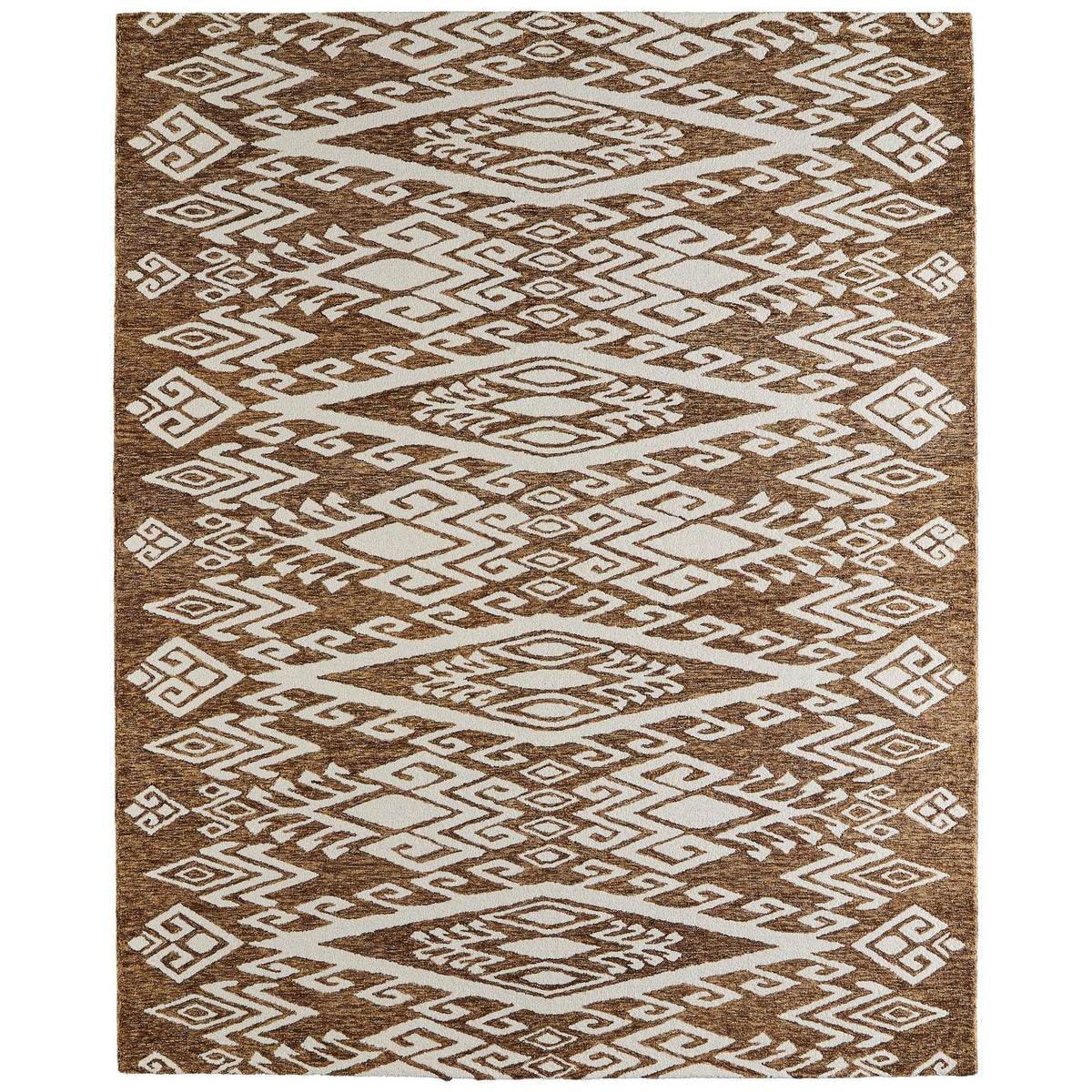 Feizy Wallace 8A43F Transitional Medallion Rug in Brown/White