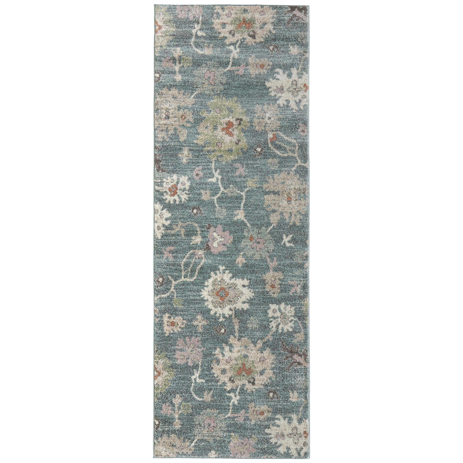 Feizy Dartmouth 39QMF Transitional Abstract Rug in Blue/Ivory/Pink