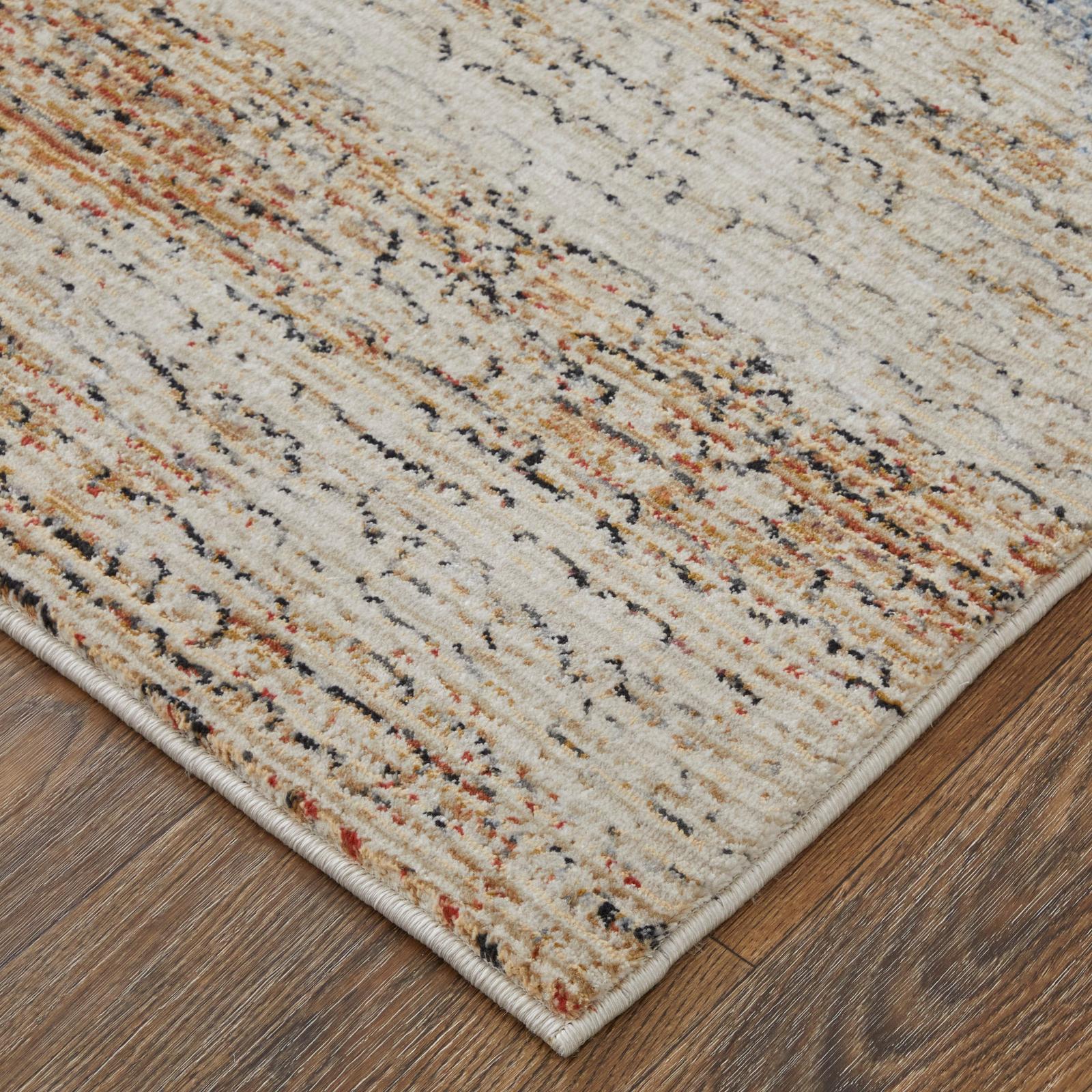 Feizy Sonora 39NWF Modern Abstract Rug in Tan/Blue/Gray