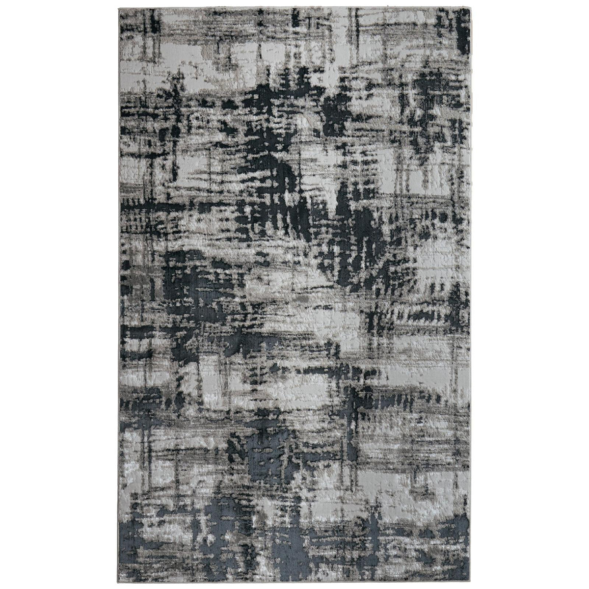 Feizy Micah 3339F Modern Abstract Rug in Black/White/Gray