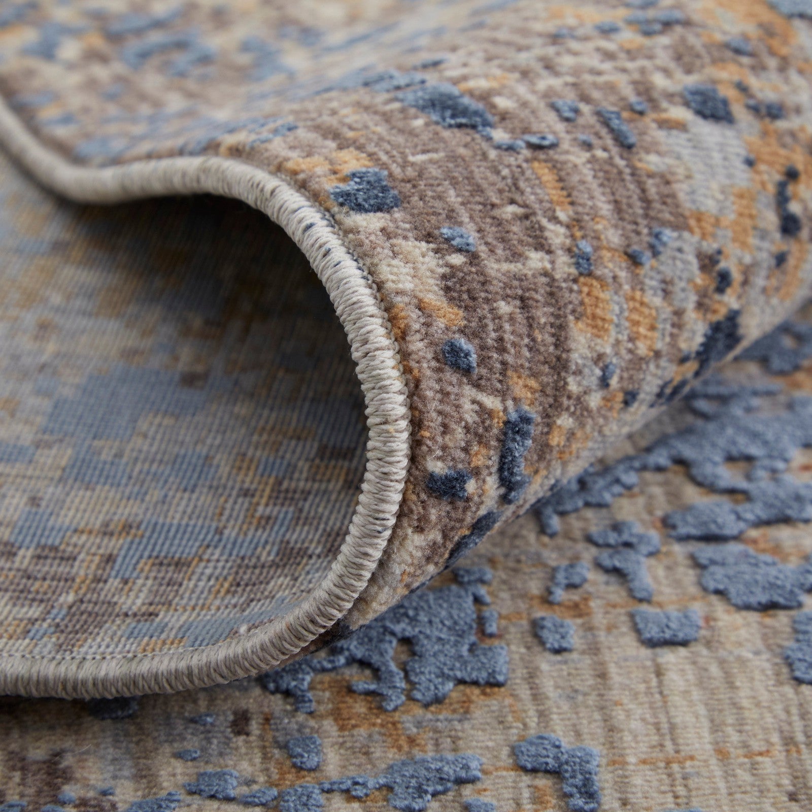 Feizy Pryor 39NGF Modern Watercolor in Blue/Tan/Brown