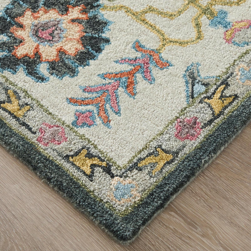 Feizy Springfield 8A47F Traditional Floral & Botanical Rug in Gray/Ivory/Blue