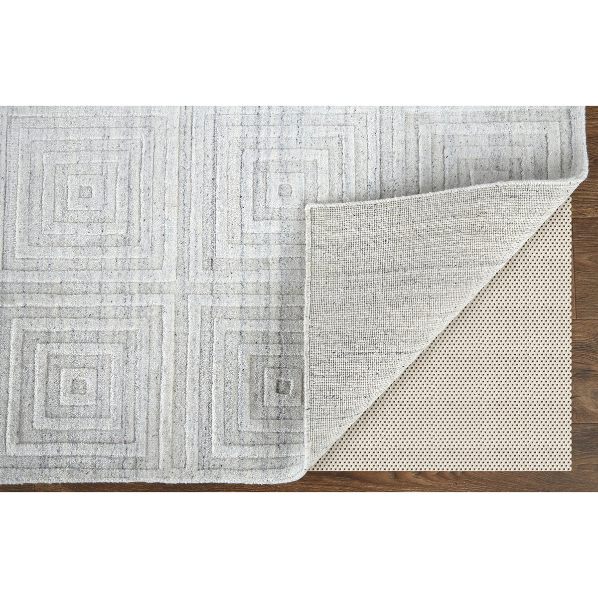 Feizy Redford 8670F Transitional Solid in White/Silver