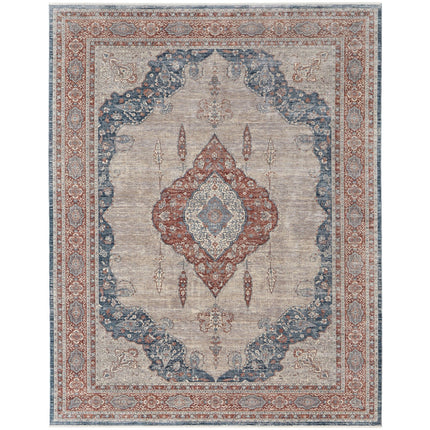 Feizy Marquette 39GRF Transitional Medallion in Gray/Red/Blue