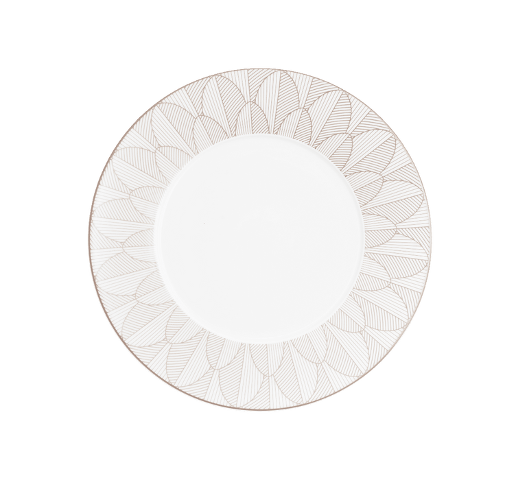 Christofle Malmaison Impériale Porcelain Dinner plate Platinium Finish