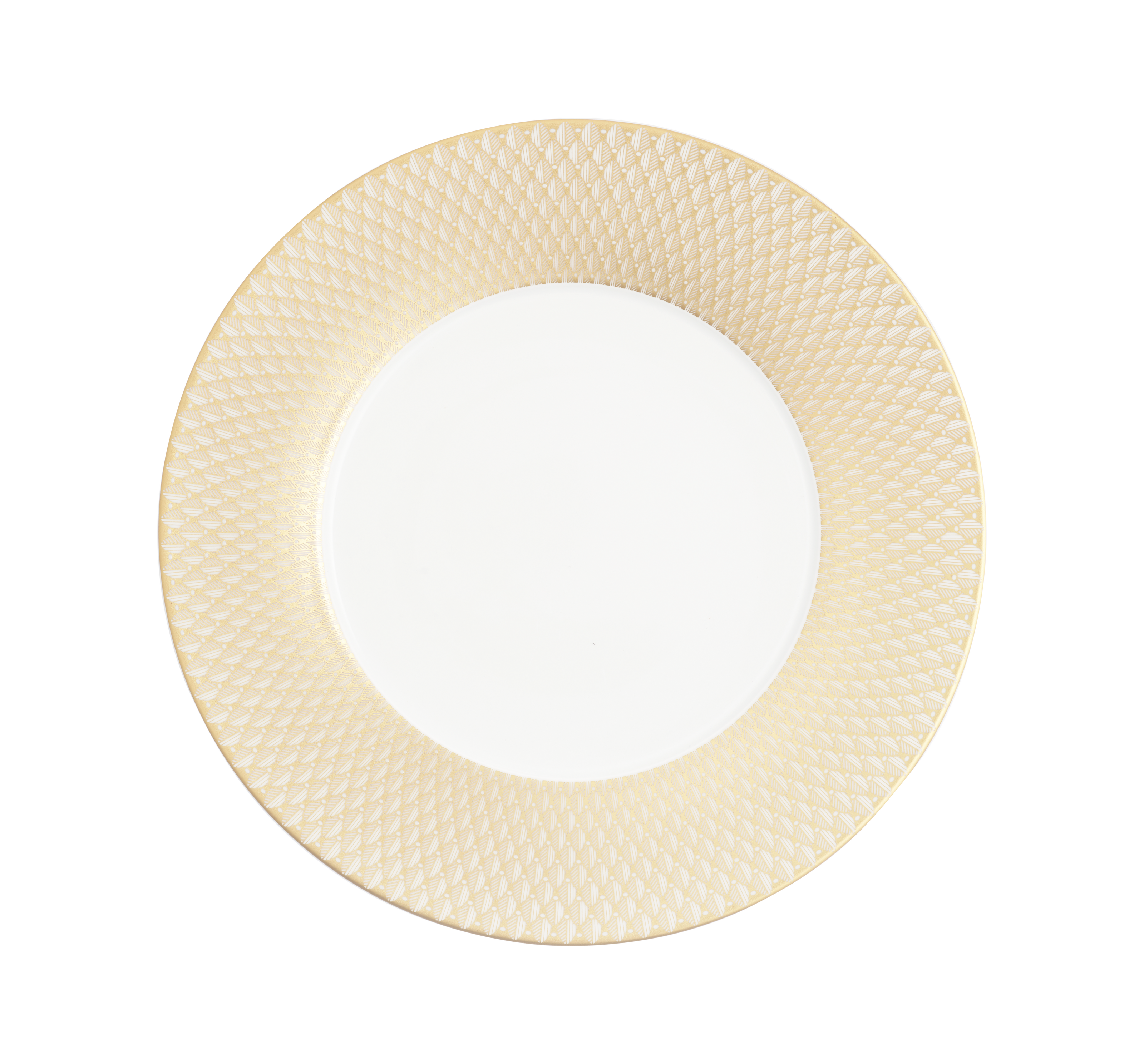 Christofle Malmaison Impériale Porcelain Underplate Gold Finish