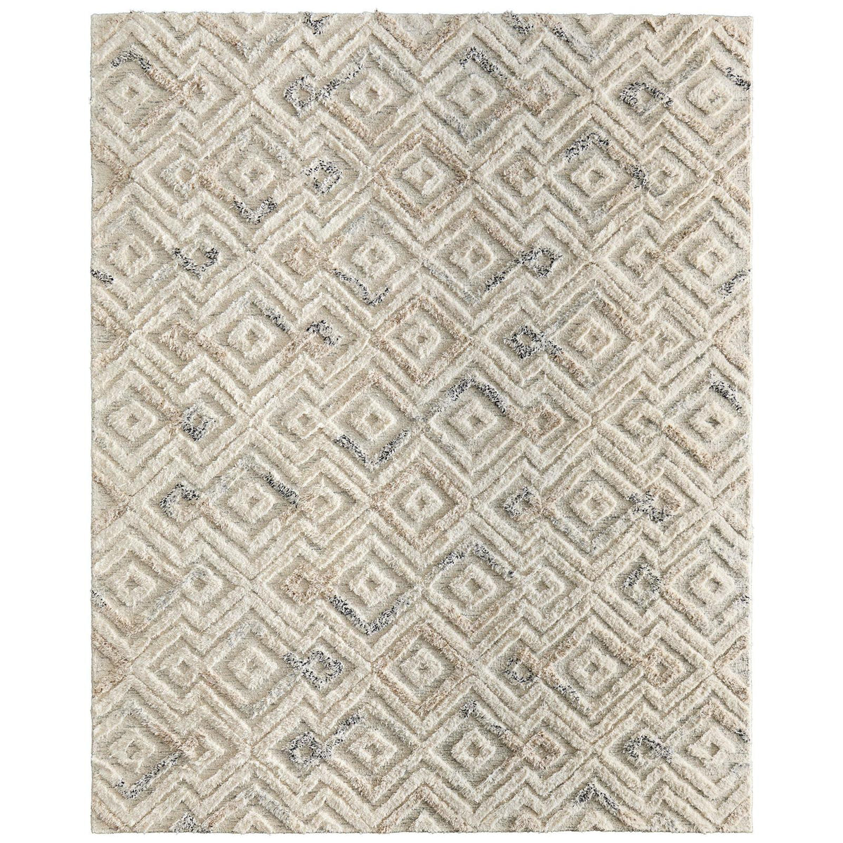Feizy Anica 8004F Transitional Moroccan Rug in Ivory/Gray/Black