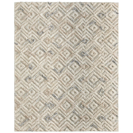 Feizy Anica 8004F Transitional Moroccan Rug in Ivory/Gray/Black
