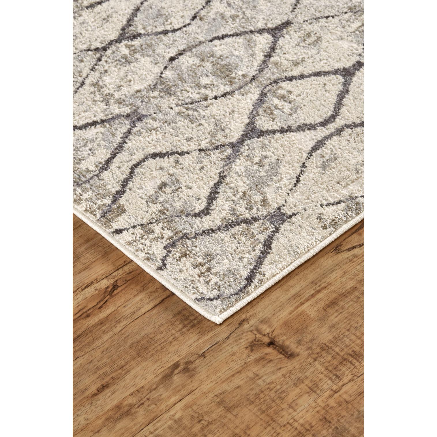 Feizy Kano 3872F Transitional Diamond Rug in Ivory/Gray/Taupe