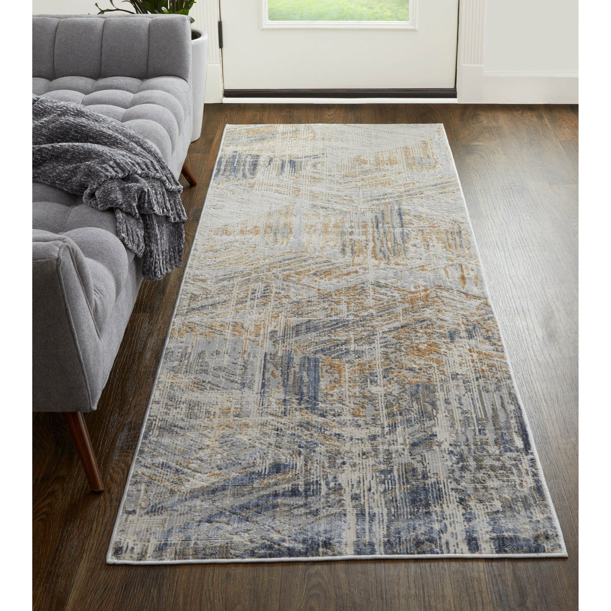 Feizy Laina 39G6F Transitional Abstract in Tan/Ivory/Gray