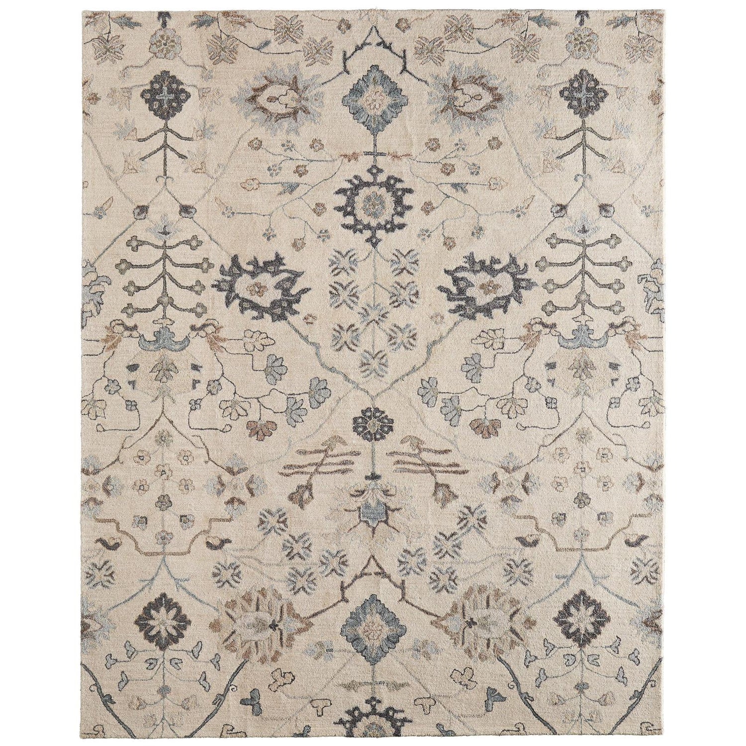 Feizy Springfield 8A48F Transitional Floral & Botanical Rug in Ivory/Tan/Gray